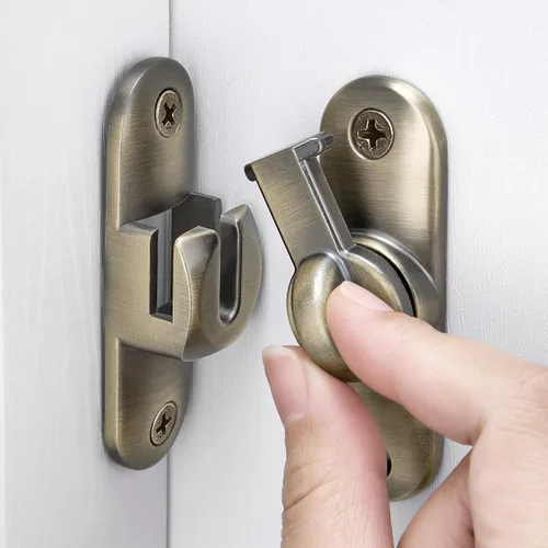 Miniatura 15 de INIRET Paquete de 2 cierres blancos para puerta de granero, cerradura de puerta de 90/180 grados, herrajes para puerta abatible, cierre de puerta