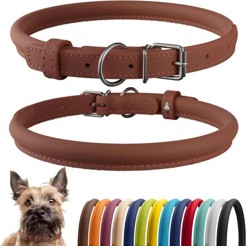 Miniatura 88 de CollarDirect Collar de perro con tachuelas, collares de cuero para mascotas para perros pequeños, medianos y grandes, acolchado suave, marrón, negro