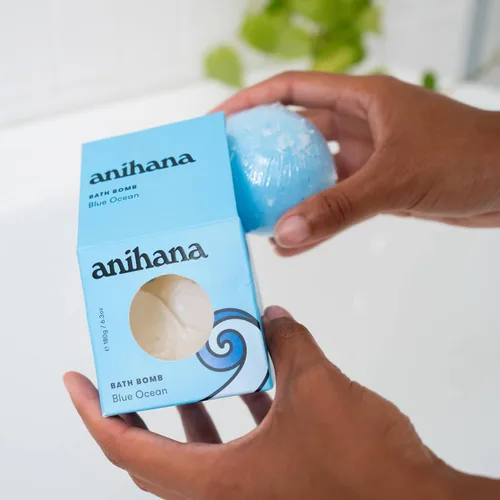 Miniatura 5 de ANIHANA Bomba de baño con aceite de coco, sin parabenos, rociadores de lujo hechos a mano, aroma refrescante del océano azul, 6.3 onzas