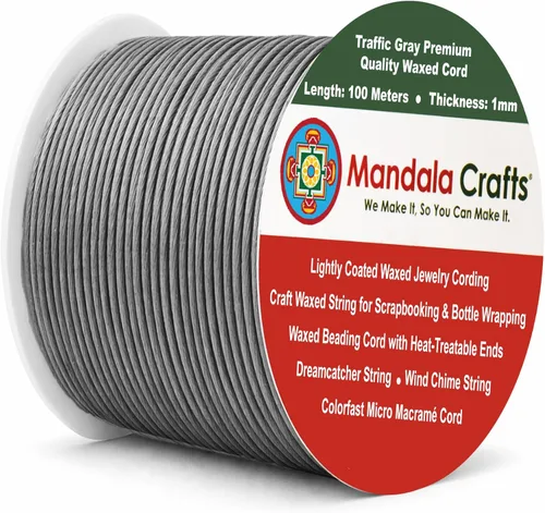 Miniatura 25 de Cuerda Mandala Crafts 0.03 pulgadas 109 yardas para hacer joyería, artesanía, macramé, cuerda de algodón encerado Negro