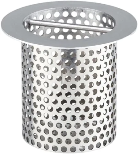 Miniatura 9 de Colador de drenaje comercial de piso, 3 1/2 pulgadas de diámetro de labio x 4 pulgadas de alto, malla cilíndrica perforada 316 de acero inoxidable