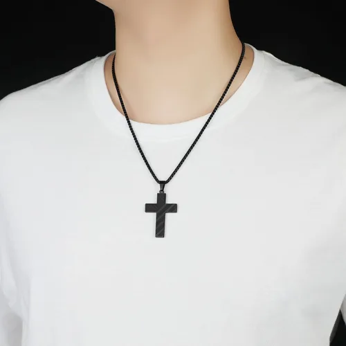 Miniatura 4 de Collar con cruz de bandera estadounidense para niños, cadena de caja de acero inoxidable de 22 + 2 pulgadas, colgante de cruz inspirador