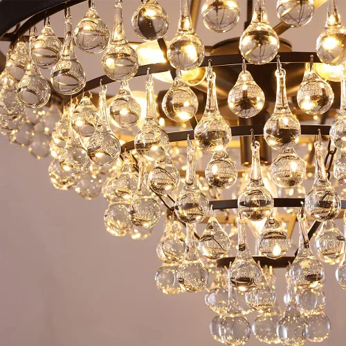 Miniatura 6 de Wellmet Candelabros modernos de cristal, 6 luces de granja para comedor, lámpara de techo dorada para vestíbulo, dormitorio, sala de estar, entrada