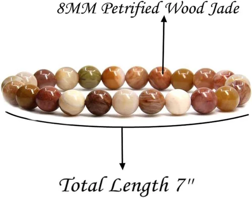 Miniatura 72 de Amandastone Pulsera elástica de cuentas redondas de 0.315 in con piedras preciosas naturales de 7 pulgadas
