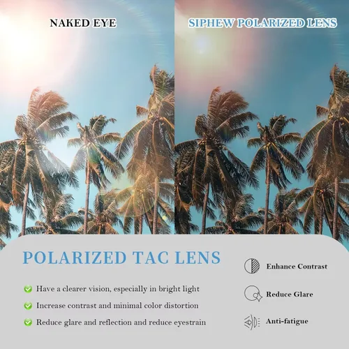 Miniatura 6 de SIPHEW - Gafas de sol polarizadas para mujer, gafas de sol cuadradas clásicas para mujer con protección UV