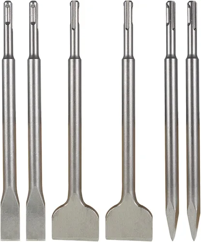 ALL-CARB Juego de 6 brocas de acero 40Cr para hormigón – Brocas de martillo giratorio que incluyen cincel de punta, cinceles planos de 0.787 in y