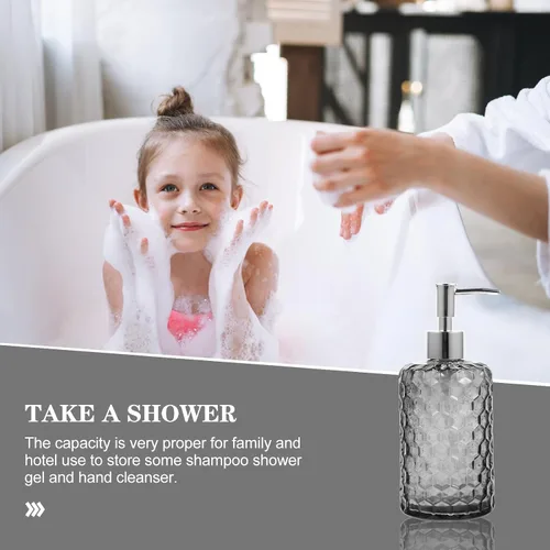 Miniatura 5 de VICASKY Glass Pump Bottle with Silver Cap Refillable Hand Soap Dispenser for Shampoo Lotion Body Wash Large Capacity Easy-Press Multi-Function