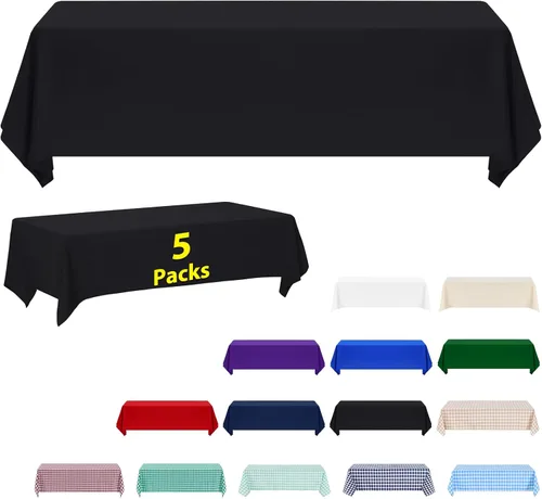 Miniatura 18 de ABCCANOPY Paquete de 3 manteles rectangulares de poliéster de 60 x 84 pulgadas, para interiores y exteriores, resistentes a las manchas, lavable