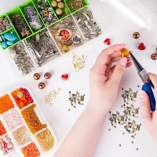 Miniatura 3 de 3500 cuentas de tubo de engarce de 7 colores, cuentas de engarce de joyería para aretes, pulseras, collares, colgantes, manualidades, accesorios