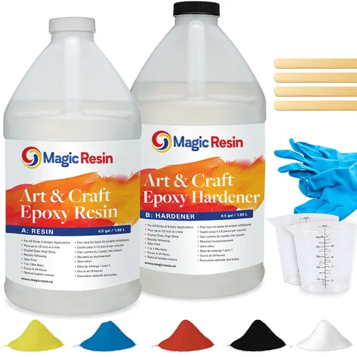 Kit de resina epoxi para arte y manualidades | 1 galón (128 oz) | Sin olor | Resina epoxi cristalina transparente | Joyería, aretes, posavasos,