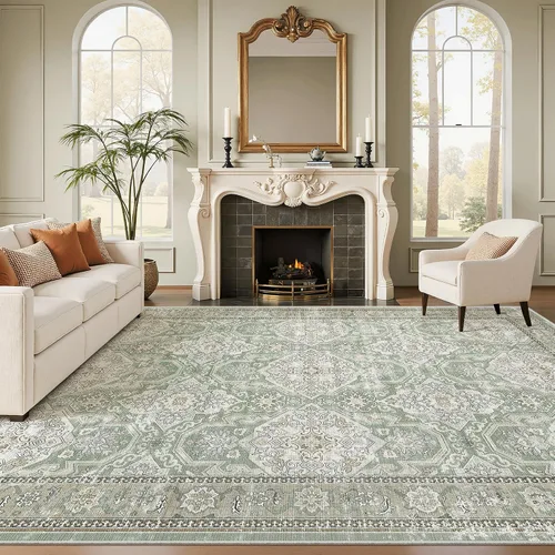Miniatura 99 de Alfombra de pasillo Soalmost 2'6" x 10' lavable, alfombra antideslizante para cocina, baño, lavandería, alfombras vintage ultra delgadas para Beige