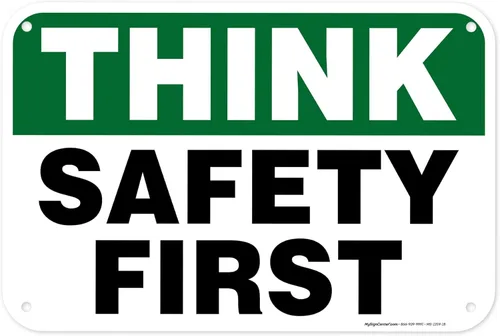 Miniatura 10 de Think Safety First Sign, 24 x 30 pulgadas, HDPE de 55 mil de grosor (polietileno de alta densidad), fabricado en Estados Unidos por My Sign Center
