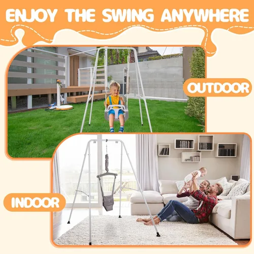 Miniatura 5 de Taleco Gear 2 en 1 columpio para niños pequeños y saltarín, juego de columpio para interior/exterior, saltarines y rebotadores para bebés, fácil