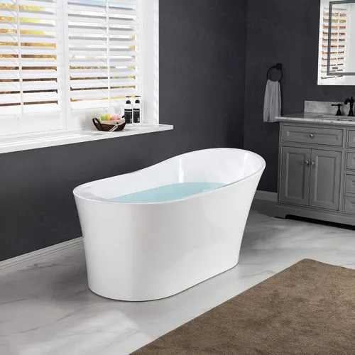 Miniatura 2 de WOODBRIDGE Bañera de acrílico independiente de 59 pulgadas, bañera contemporánea con desbordamiento y drenaje negro mate B0083-MB-Drain O/blanco