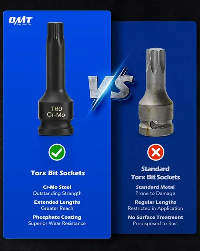 Miniatura 5 de Orion Motor Tech Juego de vasos de impacto de torx de 8 piezas de 1/2", juego de vasos de torx T30 T40 T45 T50 T55 T60 T70 y T80, juego de vasos