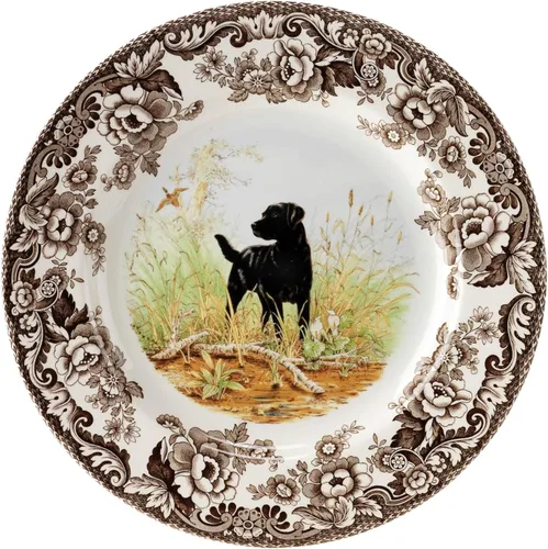 Miniatura 24 de Plato de cena Spode Woodland Red Grouse - 10.5" de loza fina, borde con flores británicas, diseño rústico de animales de caza fabricado