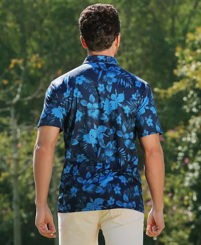Miniatura 3 de ELETOP Polo de golf para hombre, manga corta, absorbe la humedad, polos tropicales hawaianos, camisas de golf de rendimiento para hombre, ajuste seco