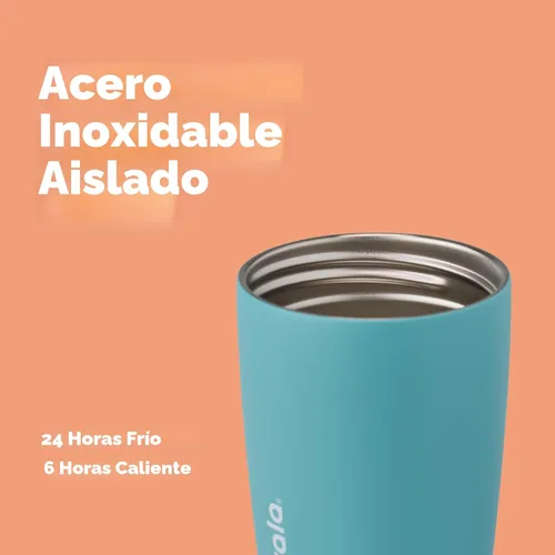 Miniatura 4 de Owala SmoothSip Slider - Vaso de café aislado de acero inoxidable, reutilizable, taza de café helado, taza de viaje para café caliente, sin BPA, 12