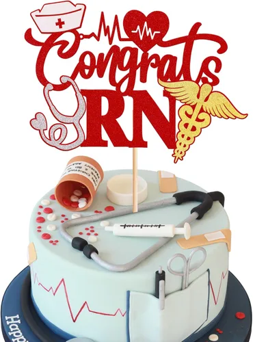 Rsstarxi 1 paquete de decoración para tartas de enfermería 2023, decoración de pastel de graduación para enfermería temática médica enfermera 2023