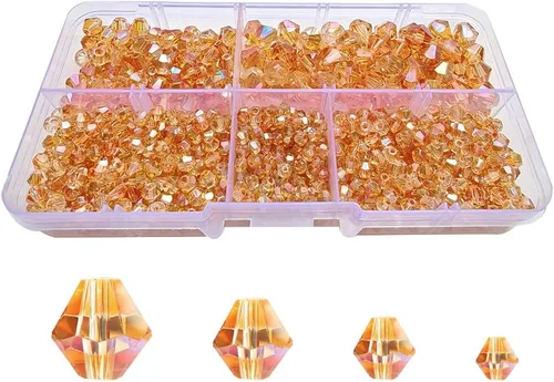 Miniatura 15 de Cuentas de vidrio de bicono negro para hacer joyas, cuentas espaciadoras de cristal facetadas para pulseras, collares, aretes