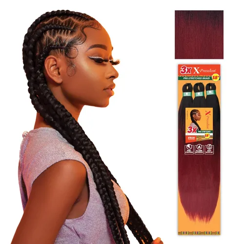 Miniatura 28 de Sensationnel X-Pression - Trenzas prestiradas, 3 unidades, 58 pulgadas, paquete de 1 unidad, 1B