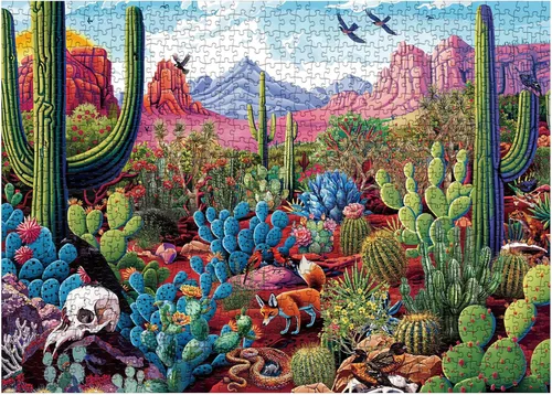 Miniatura 2 de Rompecabezas de Oasis de cactus del desierto para adultos, 1000 piezas de naturaleza, hermosas plantas, paisaje, rompecabezas de arte, rompecabezas