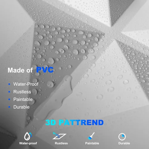 Miniatura 3 de Art3dwallpanels Paquete de 20 paneles de pared 3D para decoración de pared interior, 12 x 12 pulgadas, paneles de diamante blanco para sala