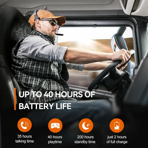 Miniatura 7 de TECKNET Auriculares Bluetooth para Camioneros, Auriculares Inalámbricos de Una y Dos Orejas con Micrófono para Trabajo con Cancelación de Ruido, 50