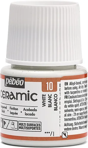 Miniatura 10 de Pebeo 025-010 Pintura de cerámica efecto esmalte, botella de 1.5 fl oz, color blanco, 1.5 fl oz (paquete de 1)