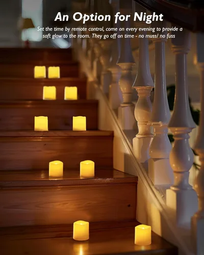 Miniatura 6 de Homemory - Velas con control remoto de más de 400 horas, velas votivas LED con temporizador de 2/4/6/8H, velas de té operadas por batería en blanco