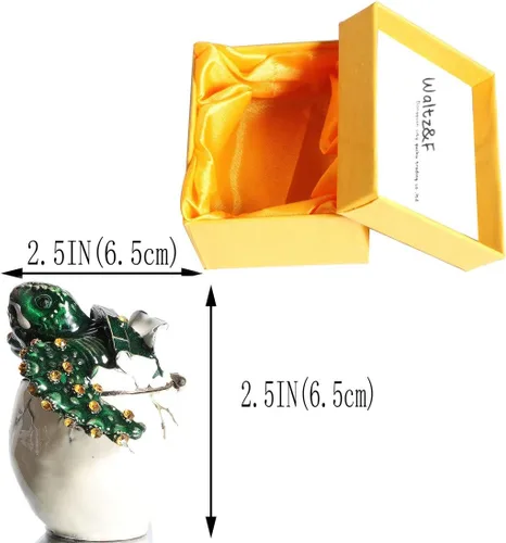 Miniatura 2 de Waltz&F Figuras coleccionables de tortuga que incuban la tortuga bebé de un huevo, caja de joyería de metal para incubar huevos