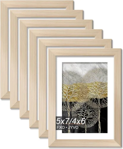 Miniatura 161 de Fxojyvo Marco de Fotos de 4x6, Muestra Foto de 3.5x5 con Paspartú o 4 x 6 Sin Paspartú, Liviano y de Alta Transparencia Marco de 4 por 6 para Pared