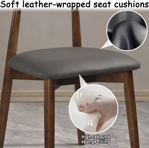 Miniatura 6 de YVYKFZD Solid Wood Dining Chairs, Armless Dining Room Chair Set, Leather Upholstered Kitchen Chairs, Comfy Side Chair with Curved Back, for