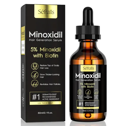5% Minoxidil Suero de Crecimiento Capilar en Aceite para Hombres y Mujeres, Suero Capilar de Biotina, Tratamiento de Recrecimiento Capilar Más