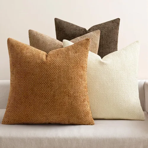 Miniatura 23 de MIULEE Paquete de 4 fundas de almohada para sofá, 16 x 16 pulgadas, fundas de almohada decorativas de felpilla suave color crema, fundas de cojín