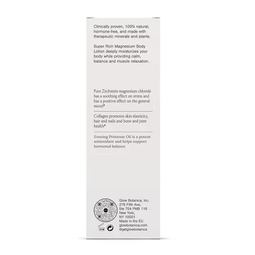 Miniatura 7 de Glow Botanica Loción de magnesio con colágeno, crema de magnesio para apoyar el sueño con alta concentración de magnesio Zechstein - Loción eficaz