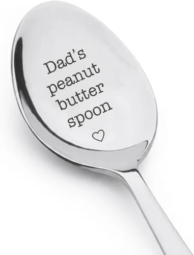 Dad's - Cuchara de mantequilla de maní, agitador de mantequilla de maní natural, cuchara grabada para papá, tamaño 7 pulgadas