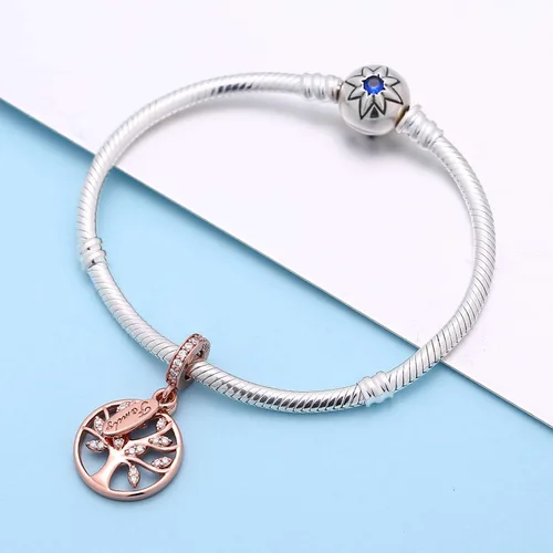 Miniatura 4 de SOUKISS Abalorio de plata de ley 925 con diseño de árbol de la vida familiar para pulsera europea