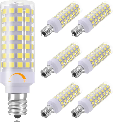 Miniatura 11 de TAIYALOO Bombillas LED E12 Regulables para Candelabros C7, E12 Equivalente a Bombilla Halógena de 60 Vatios, Blanco Natural 4000K, 120V 630LM T6 7W
