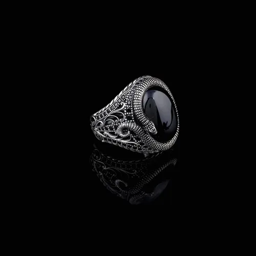 Miniatura 3 de Mens Handmade Ring, Black Onyx Men's Ring, Snake Ring, Black Onyx Ring Sterling Silver, Mens Onyx Snake Ring, Gift for Boyfriend