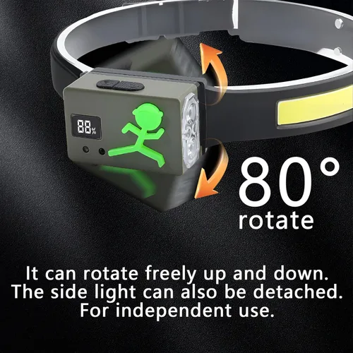 Miniatura 3 de Linterna frontal LED recargable, sensor de movimiento de 230°, faros delanteros para frente, luz de casco duro para adultos, linterna LED