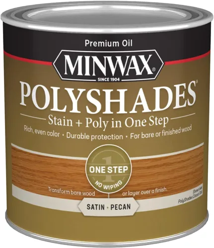 Miniatura 62 de Minwax PolyShades Tinte de Madera + Acabado de Poliuretano – Cuarto, Roble Misión, Brillo Mission Oak