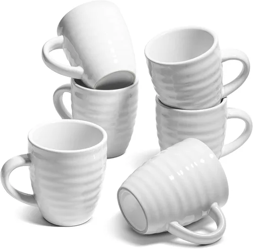 Miniatura 9 de ComSaf Juego de 6 tazas de café de cerámica, taza de café grande de 15 onzas, taza de té para oficina y hogar, taza de porcelana con asa