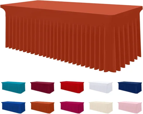 Miniatura 50 de Smiry Mantel de Spandex, Mantel Elástico Ajustable Extensible para Mesas Rectangulares de 6 Pies, Falda Cubierta de Mesa Impermeable y Lavable