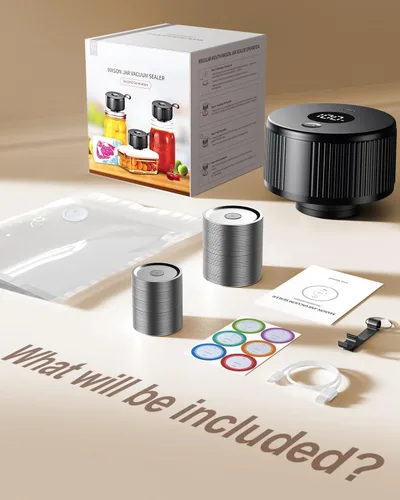 Miniatura 8 de Kit de sellado al vacío eléctrico de tarros Mason [actualizado en 2026] Sellador automático inalámbrico para frascos de boca ancha y regular