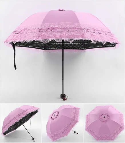 Miniatura 60 de Honeystore Paraguas plegable a prueba de rayos ultravioleta Princess Lace Parasol con cúpula anti-UV