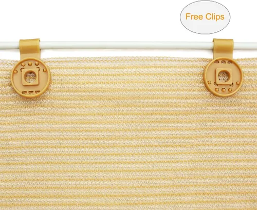Miniatura 3 de Shatex Tela de sombreo solar del 90%, malla de red de bloqueo solar con clips para cubierta de pérgola, pantalla vertical para porche, beige de 2.44