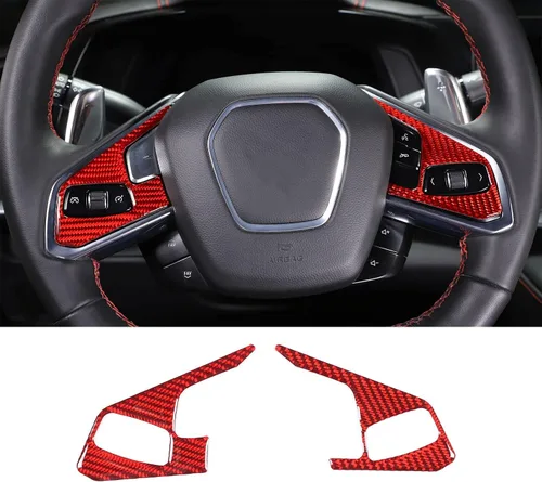 Miniatura 6 de Adhesivos de fibra de carbono para volante de automóvil, accesorios interiores para Chevrolet Corvette C8 Z06 2020-2024 (fibra de carbono azul A)