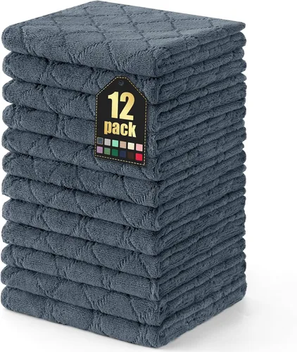 Miniatura 23 de Homaxy - Paquete de 12 trapos de cocina (10 x 10 pulgadas, morado), de terciopelo coral, supersuaves y absorbentes, de secado rápido, paño