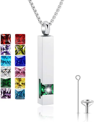 Miniatura 49 de YOUFENG collar con urna para cenizas, cubos de piedras natales, urna para cenizas humanas, collar de urna de cremación, relicario, recuerdo